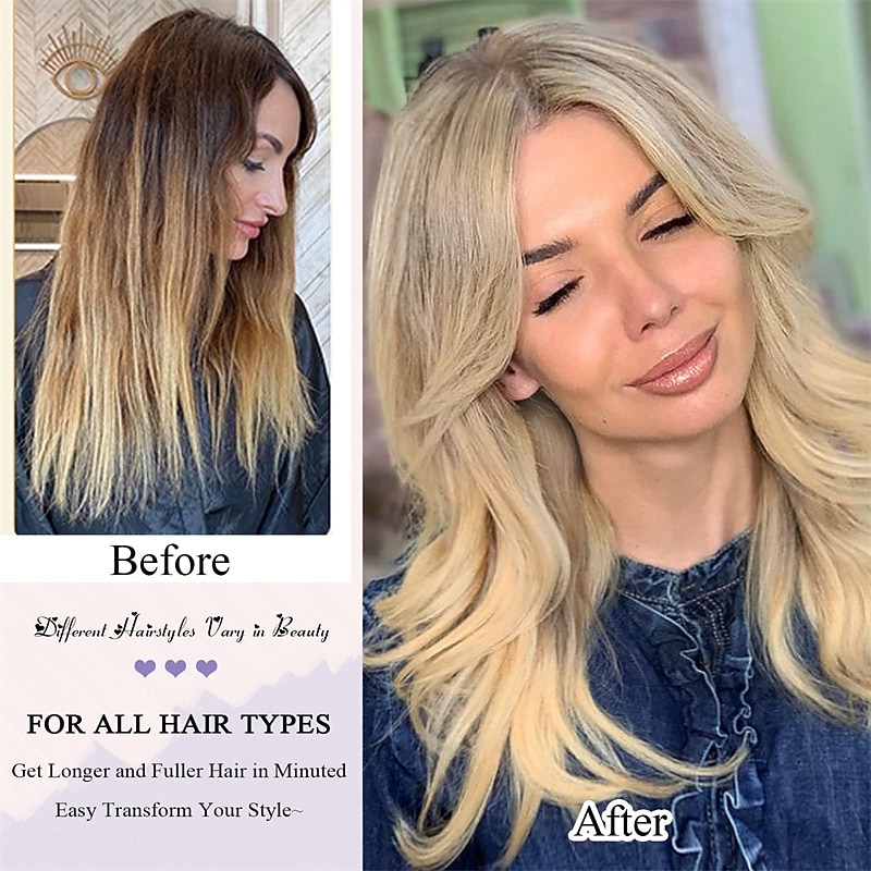 Golden Blonde Wig Strawberry Blonde Wig with Bangs Long Haired Wig for Women Curtain Bangs Synthetic Layered Wig Long Wavy Medium Brown Wig Light Ombre Real Hair Wig for Daily Party Use4