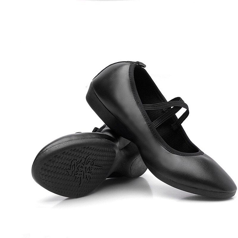 Women's Black Soft Sole Ballet Dance Shoes - Professional Flat Slip-On Shoes with Cross Straps for Practice and Performances4