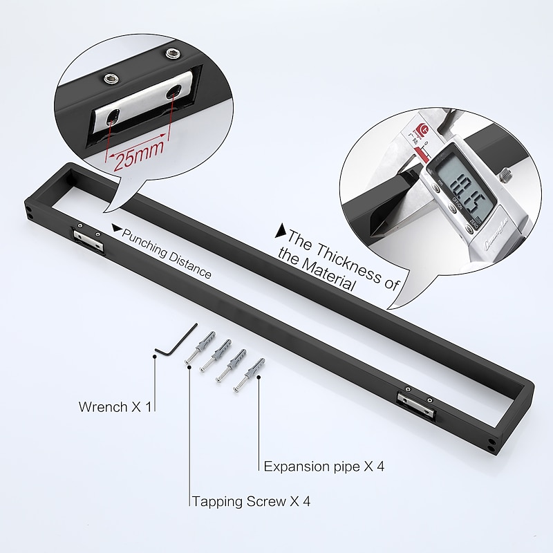 Towel Bar Bathroom Shelf Adorable Creative Antique Modern Stainless Steel Low-carbon Steel Metal 1PC - Bathroom Single 1-Towel Bar Wall Mounted3