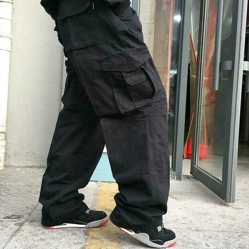 Men's Cargo Pants Cargo Trousers Combat Trousers Pocket Plain Comfort Soft Outdoor Daily Going out Casual Big and Tall Black Green3
