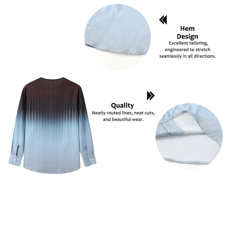 Men's Shirt Dress Shirt Gradient Outdoor Casual Pink Blue Green Khaki Long Sleeve V Neck Summer Fall Clothing Apparel Print3