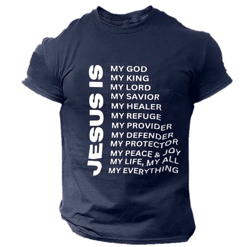 Men's Faith Graphic T-Shirt - Jesus Is My Everything Devotional Red Short Sleeve Crew Neck Tee4