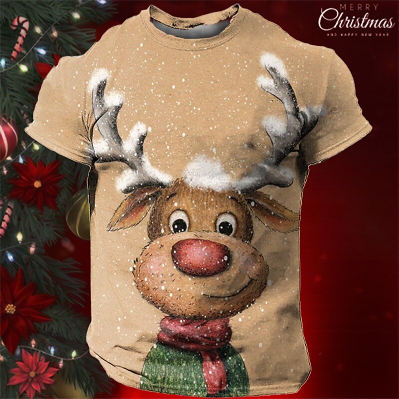 Christmas Men's Santa Claus 3D T-shirts Graphic Santa Claus Daily Designer Retro Vintage 3D Print Tee Sports Outdoor Holiday Going out White Yellow Pink Short Sleeve Crew Neck Spring & Summer Clothing2