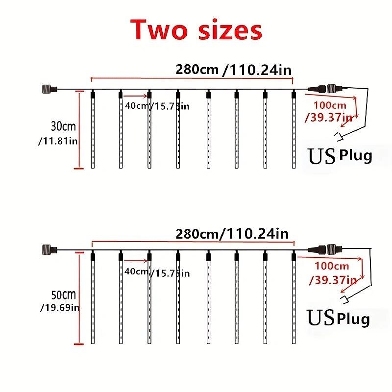 1 Pc Christmas Meteor Shower Light Decorative Tree Light Low-voltage Safety Plug Outdoor Waterproof Decorative Light String 30CM-192Led/45CM-288Led/75CM-576Led3