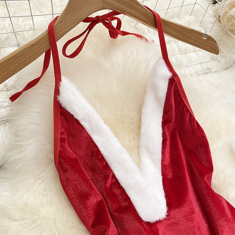 Santa Claus Mrs.Claus Christmas Pajamas Underwear Sexy Christmas Costumes Women's Christmas Adults' Christmas Christmas Eve Valentine's Day Home Wear Onesie4