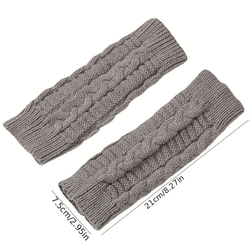 Monochrome Knitted Gloves Short Half Finger Warm Gloves Elastic Fingerless Touch Screen Fall Winter Gloves4
