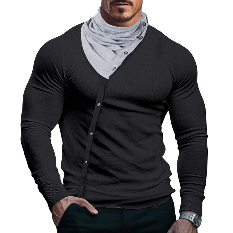 Men's T Shirt Tee Top Long Sleeve Shirt Long Sleeve Turtleneck Spring &  Fall Plain Fashion Designer Basic Vacation Street Going out Black White Red Top Tee for Men2