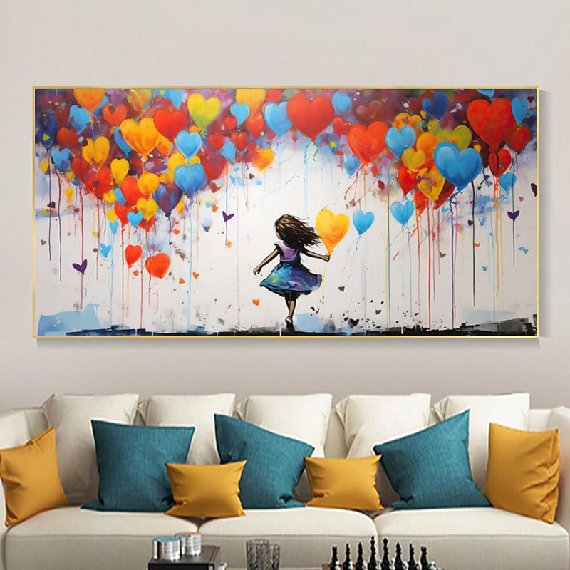 Large Balloon Girl Dream Big Dreams Graffiti Canvas Wall Art Handpainted Gril Oil Painting Street art Handmade Graffiti Art Dreams On Canvas For Home Decor No Frame2