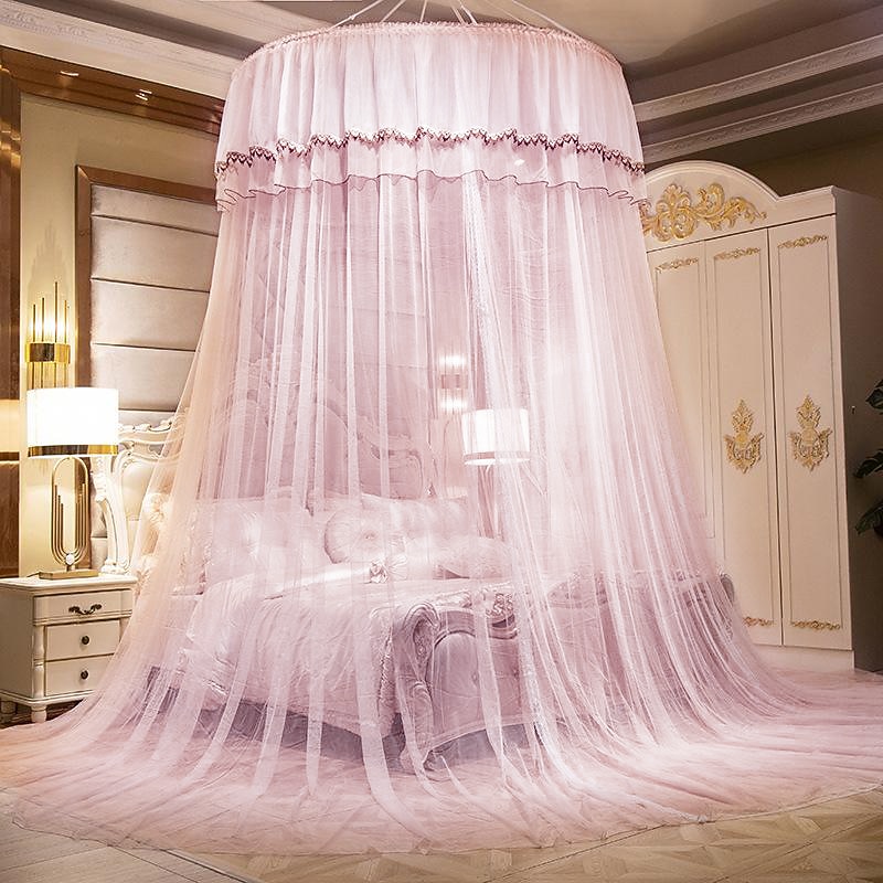 Indoor Bed Canopy Mosquito Net with Double-layer Luxury Top Easy Installation,suitable for couples family