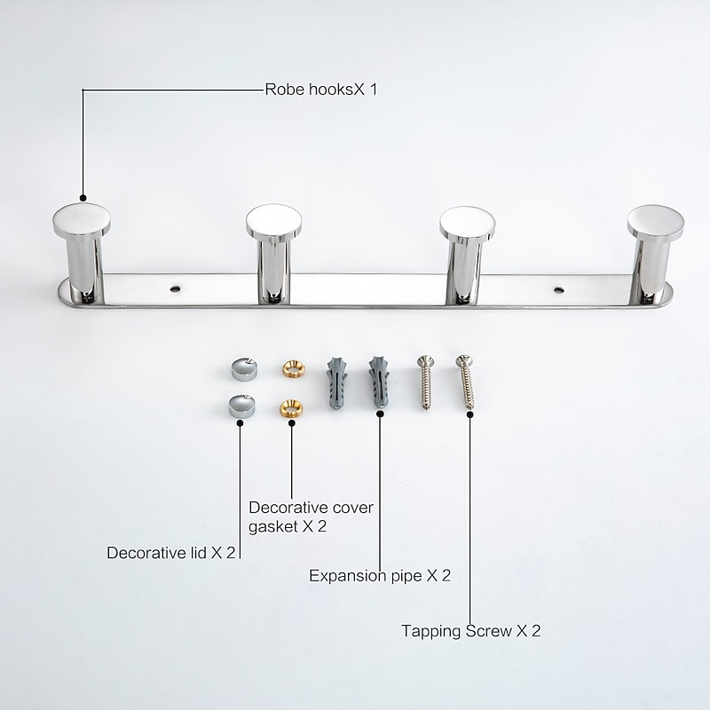 Bathroom Rack Robe Hook Bathroom Shelf New Design Adorable Creative Contemporary Modern Stainless Steel Low-carbon Steel Metal 1PC - Bathroom Wall Mounted3