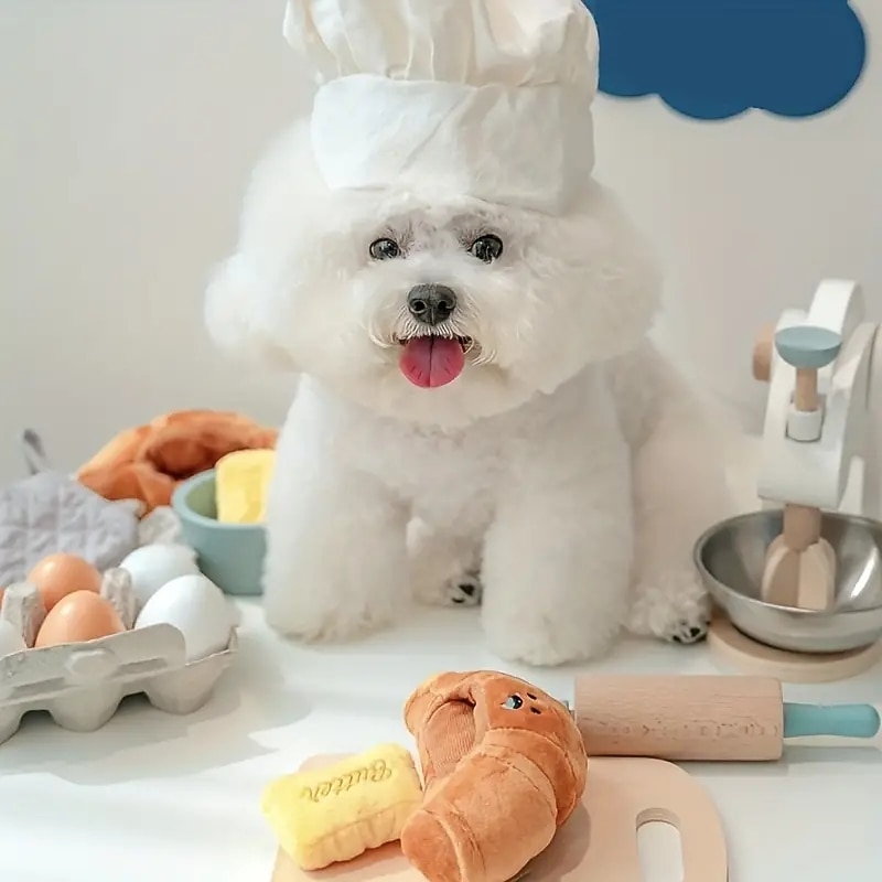 Puppy Snuffle Toy Cute Pet Sniffing Toys Croissant Design Puppy Chew Squeaky Toy Pet Supplies Interactive Fetch Play For Puppy