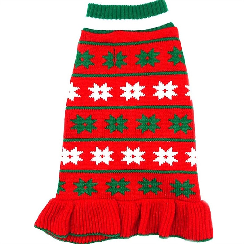 Dog Cat Sweater Dress Jumper Fashion Party Winter Warm Breathable Soft Washable Comfortable Christmas Halloween Christmas Outdoor Casual Daily Dog Clothing for Bichon Frise Pomeranian Baby Pet