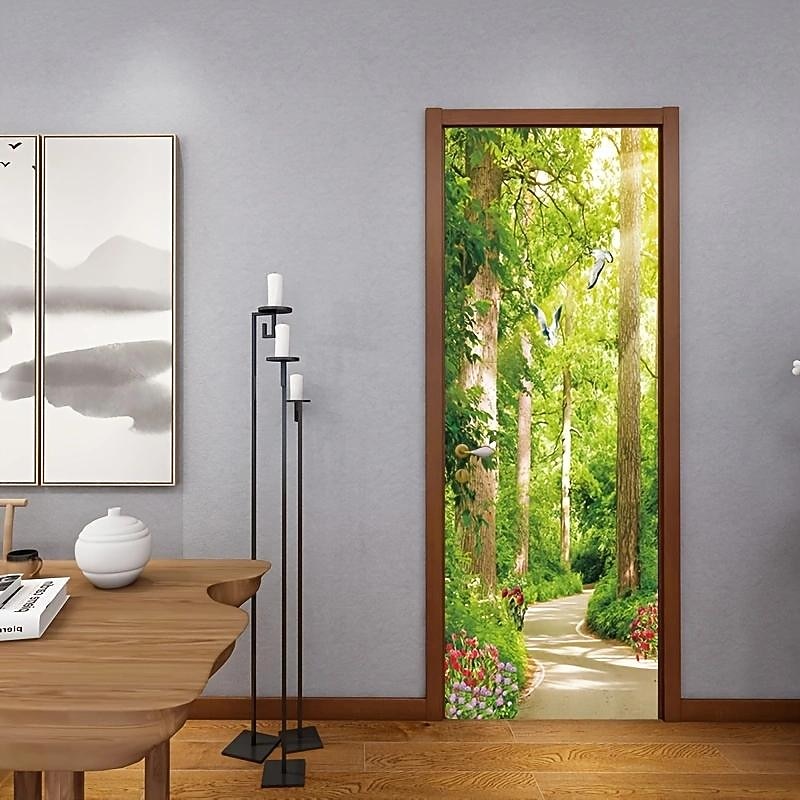 Forest Pathway Door Covers Door Tapestry Door Curtain Decoration Backdrop Door Banner for Front Door Farmhouse Holiday Party Decor Supplies2