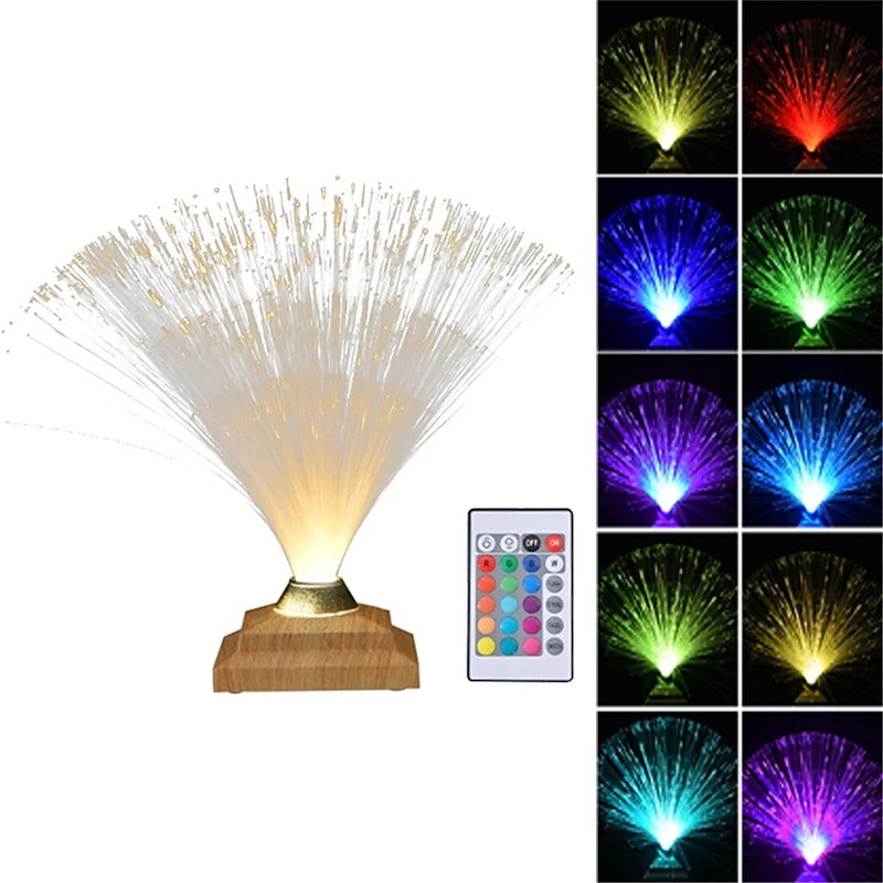 Colorful Fiber Optic Light LED Creative Touch Flash Bedroom Full of Stars Fiber Flower Atmosphere Desk Lamp USB 1PC 7