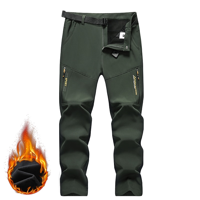 Men's Cargo Pants Softshell Pants Winter Pants Track Pants Hiking Pants Zipper Pocket Solid Color Waterproof Windproof Full Length Outdoor Camping & Hiking Fashion Casual Black Army Green4