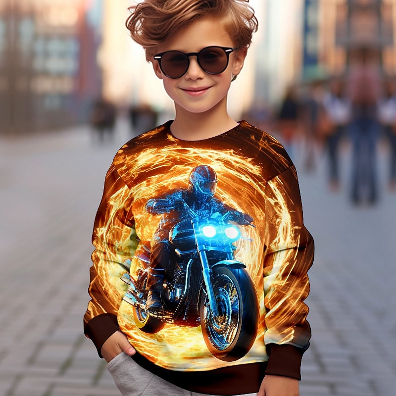 Boys 3D Graphic Sweatshirt Pullover Long Sleeve 3D Print Fall Winter Fashion Streetwear Cool Kids 3-12 Years Crew Neck Outdoor Casual Daily Regular Fit