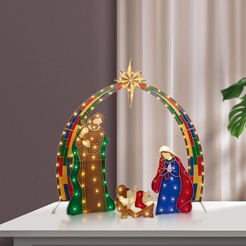 Christmas Decoration Christmas Glowing Nativity Scene Manger Scene Garden Fromt Yard Decoration Christmas Easter Ornaments4