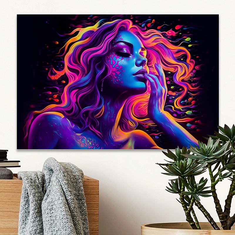 People Wall Art Canvas Beautiful Colorful Woman Prints and Posters Abstract Portrait Pictures Decorative Fabric Painting For Living Room Pictures No Frame