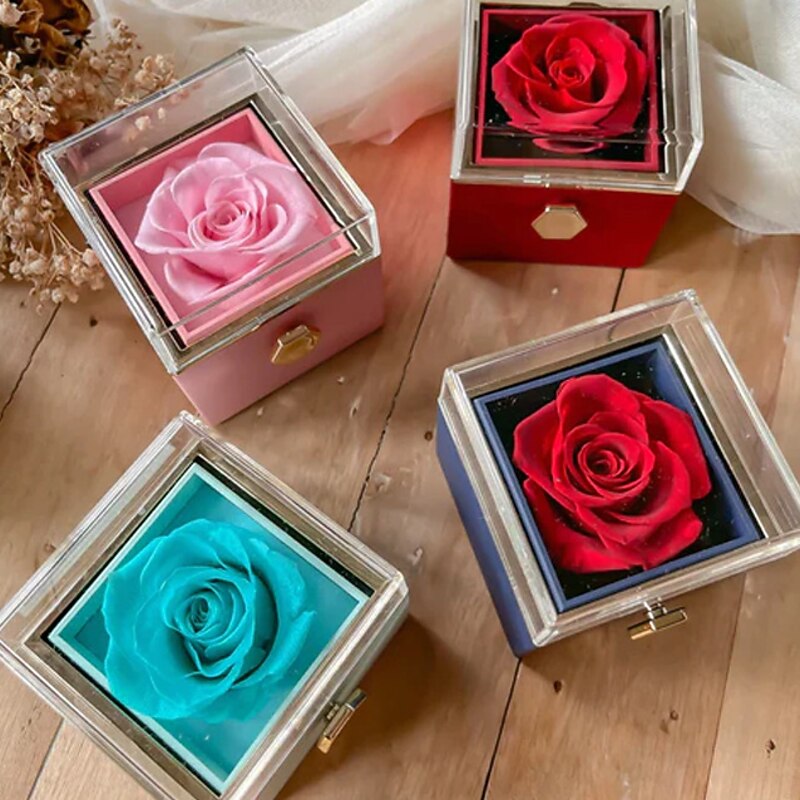 Real Eternal Rose Rotating Gift Box Set Romantic Eternal Flower | Birthday, Mothers Day, Gifts for Women,  Valentine's Day Gift2