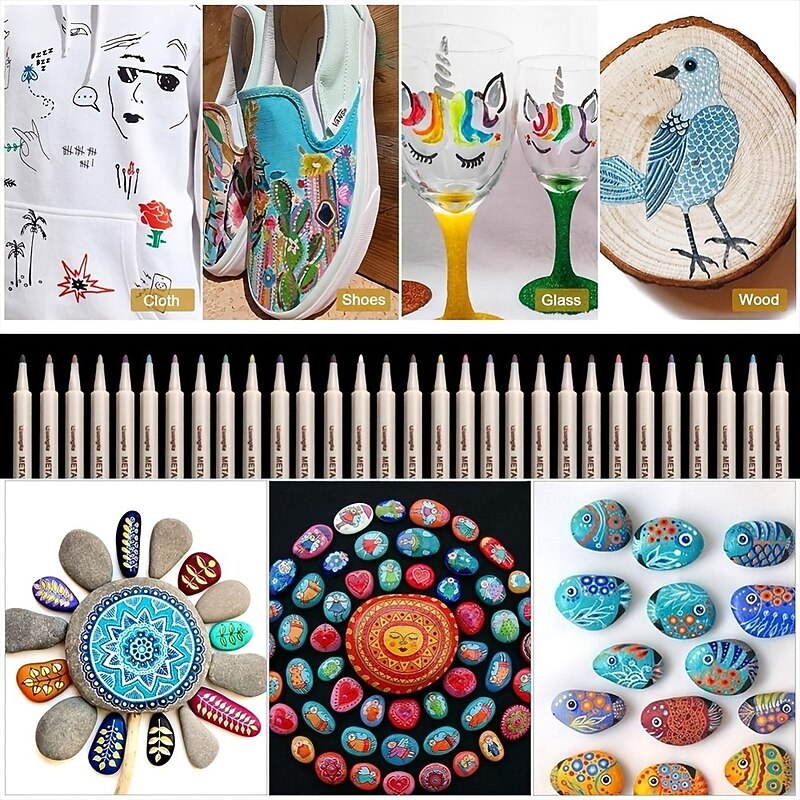 10/20 Colours Metallic Marker Pens For Glass Paint Rock Painting Stone DIY Card Making Plastic Pottery Wood Metal SurfacePerfect For Easter Decoration2