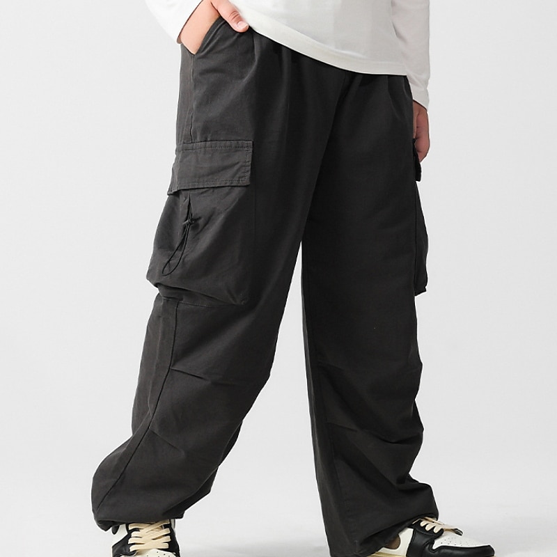 Kids Boys Pants Trousers Pocket Solid Color Comfort Pants School Cool Daily Carbon black Brown Mid Waist4