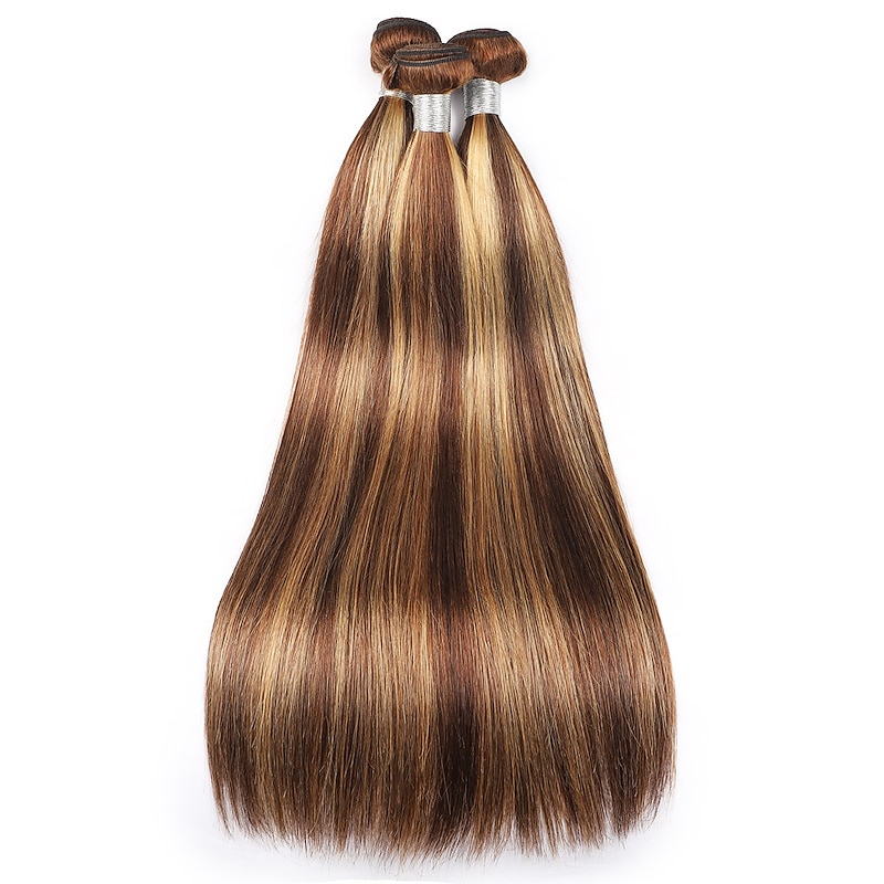 Highlight Hair Bundles Virgin Straight Human Hair 3 Bundles Ombre Honey Blonde P4/27 Color2