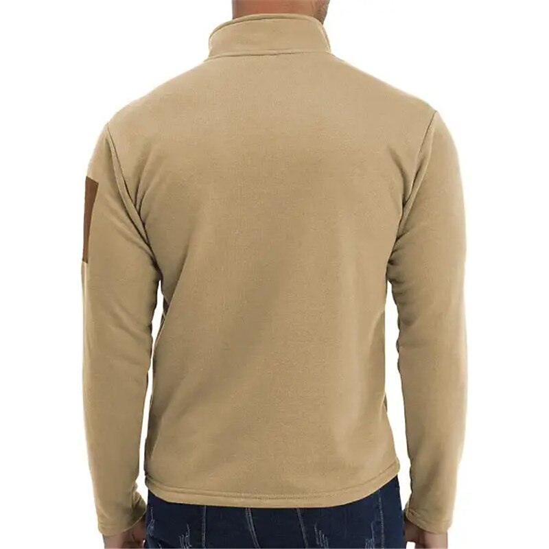 Men's T Shirt Zip Half Shirt Tee Top Long Sleeve Shirt Long Sleeve Quarter Zip Spring &  Fall Color Block Fashion Designer Basic Patchwork Vacation Street Going out khaki Top Tee for Men3