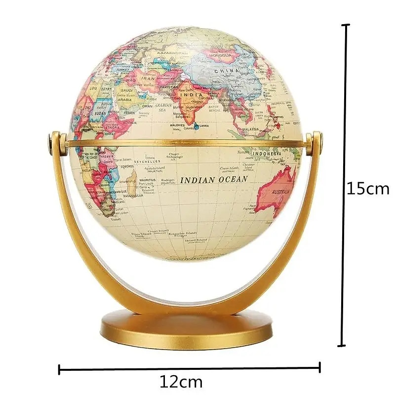 1Pc Retro Globe 360 Rotating Earth World Ocean Map Ball Antique Desktop Geography Learning Education Home School Decoration3