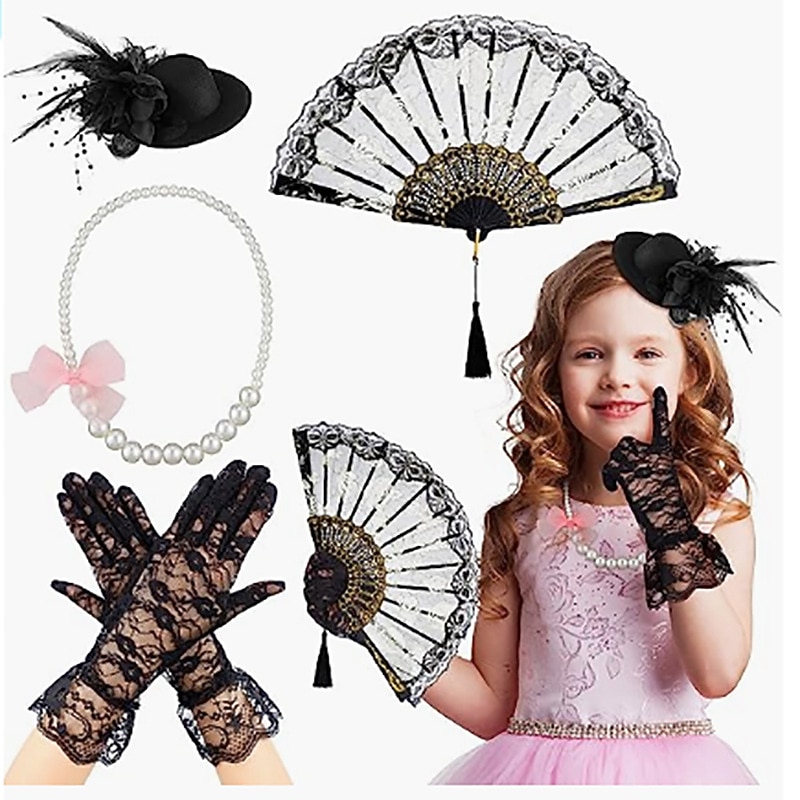 carnival Celebrity Retro British Style Mesh Head Flower Little Hat Children's Performance Stage Veil3