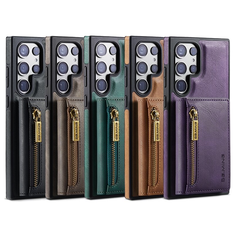 Phone Case For Samsung Galaxy S25 S24 S23 S22 Plus  Ultra S23 FE Back Cover Wallet Case With Magsafe with Stand Holder Magnetic Zipper Retro TPU PC PU Leather