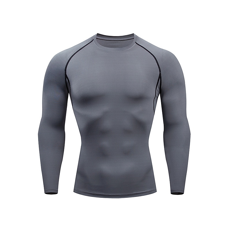 Men's Gym Shirt Sports T-Shirt Crew Neck Long Sleeve Sports & Outdoor Fitness Gym Soft Plain Black White Activewear Fashion Sport4