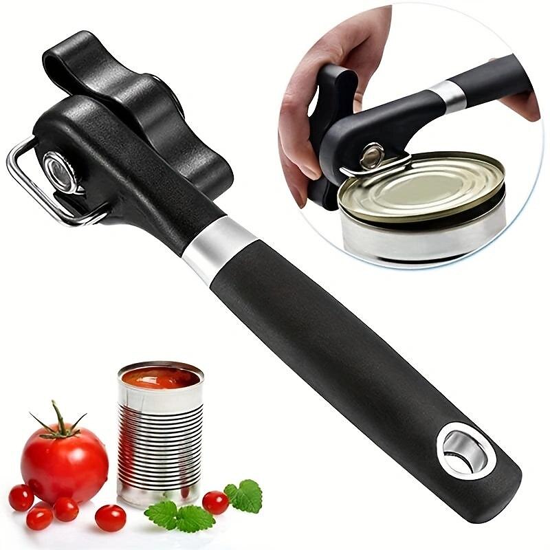 1pc Stainless Steel Can Opener - Easy Single-Handed Operation for Canning and Bottle Opening4