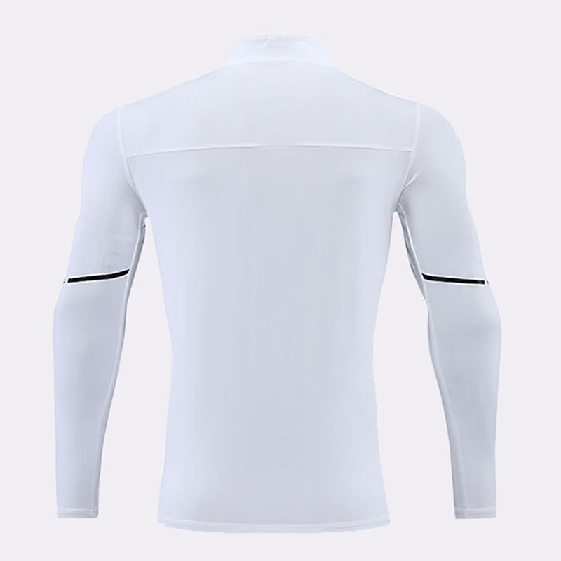 Men's Gym Shirt Compression Shirt Fishing Shirts Zip Polo Stand Collar Long Sleeve Sports & Outdoor Vacation Going out Casual Daily Quick dry High Stretch Breathable Soft Plain Black White Activewear4