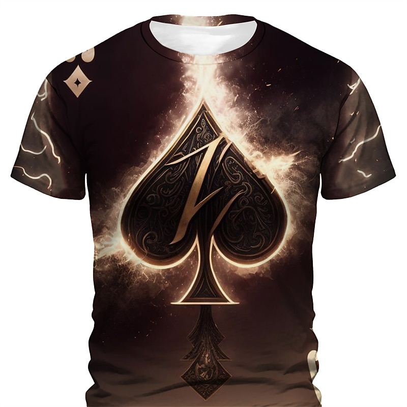 Men's Graphic Gothic Horror Poker T Shirt Short Sleeve T shirt 3D Print Crew Neck Shirt Daily Designer Retro Vintage Sports Outdoor Holiday Going out Purple Brown Green Spring & Summer Clothing