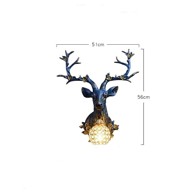 Lucky Deer Head Wall Lamp Creative Resin Antler lamp Wall Wall Mount Light with Crystal lampshade Decoration Fixture for Living Room in White2