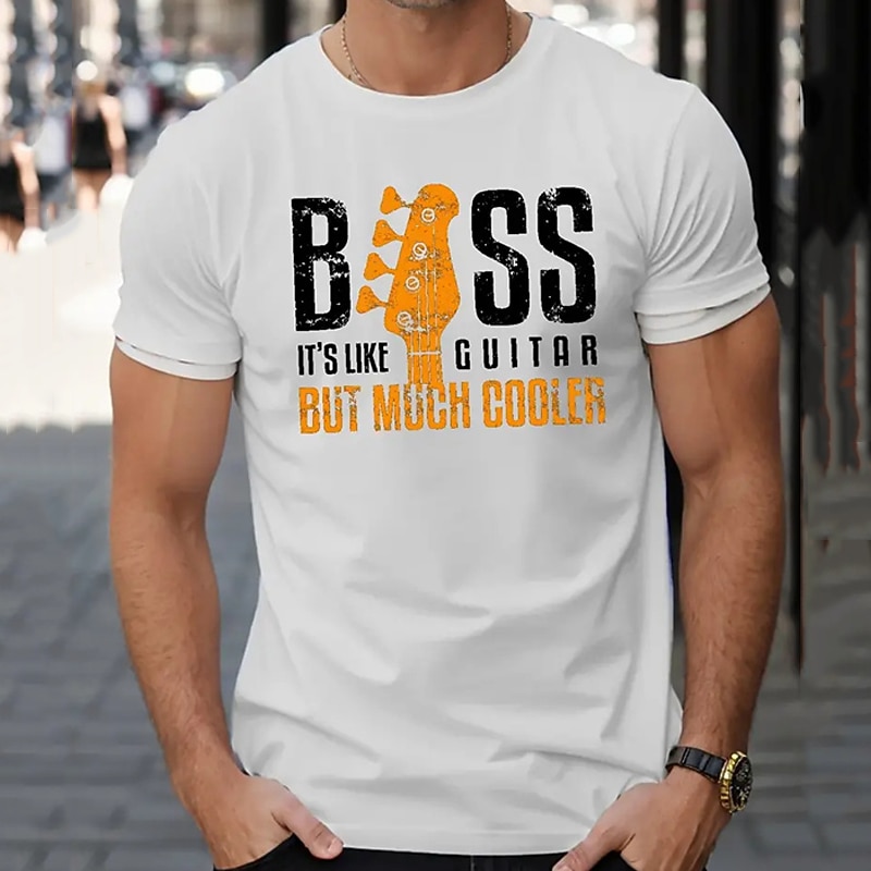 Men's Funny Bass Guitar Graphic T-Shirt - 'It's Like Guitar But Much Cooler' Short Sleeve Music Tee2