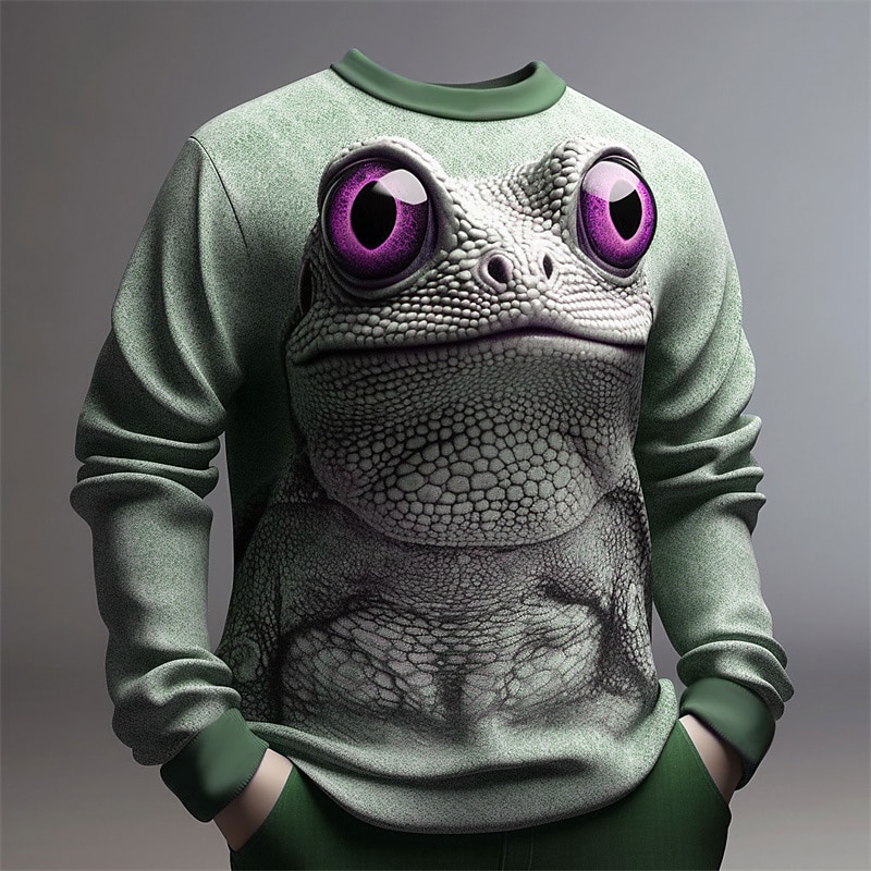 Men's Graphic Frog Sweatshirts Golf Pullover Sweatshirt Long Sleeve Sweatshirt Crew Neck Fashion Daily Casual 3D Print Vacation Holiday Going out Print Spring &  Fall3