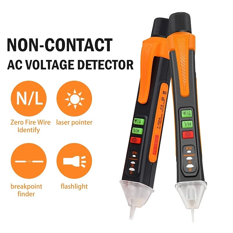 Non Contact Voltage Tester Pen Electrical Tools Electrical Tester AC 12-1000V/48V-1000V LED Flashlight Buzzer Alarm for Live/Null Wire Tester Judgment Wire Breakpoint Finder