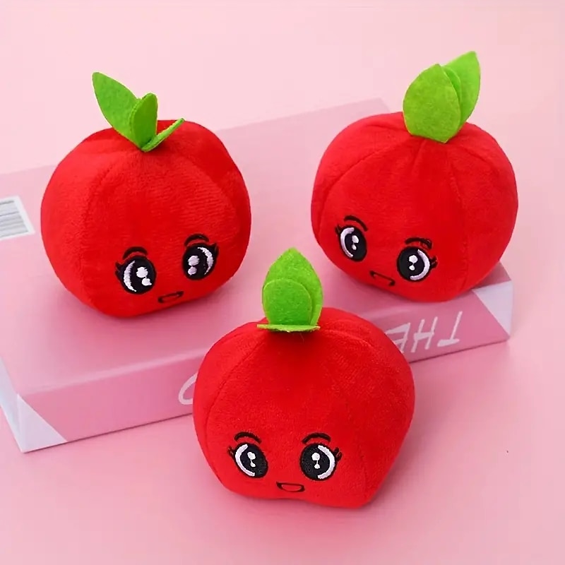 Apple Design Pet Grinding Teeth Squeaky Plush Toy Durable Chew Toy For Dog Interactive Supply