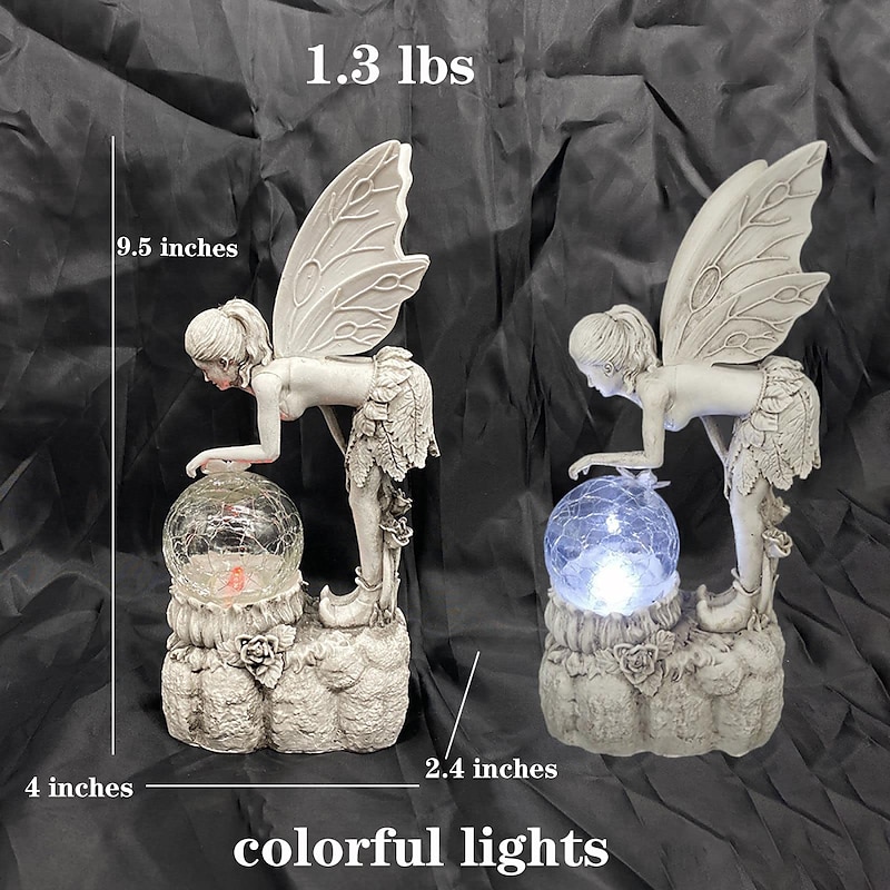 Flower Fairy Statue Illuminates Girl Decoration Outdoor Garden Courtyard Angel Fairy Solar Light4