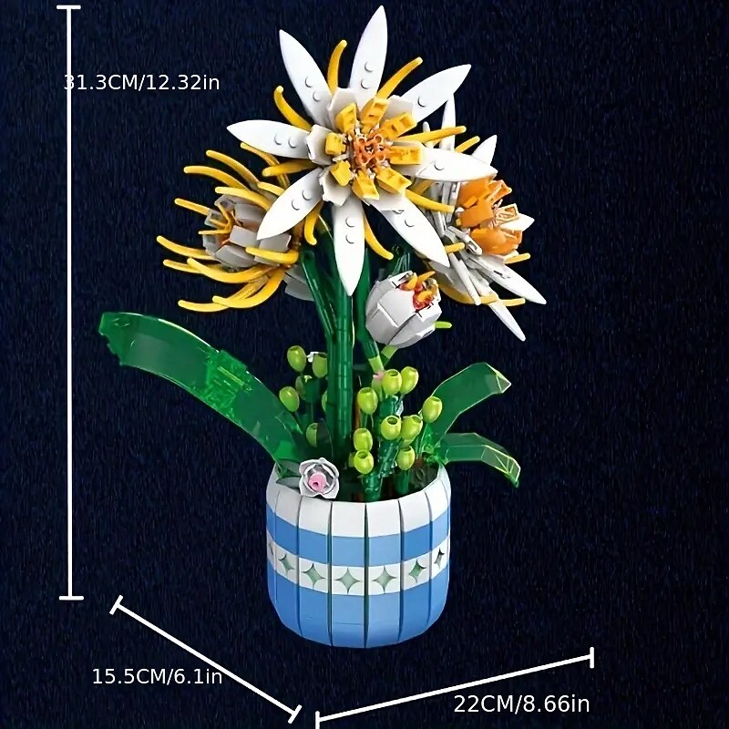 Women's Day Gifts Flashlight Bouquet Potted Plants Building Block Model Educational Toys Christmas/Thanksgiving Day/Halloween/Birthday Gifts  for her Mother's Day Gifts for MoM3