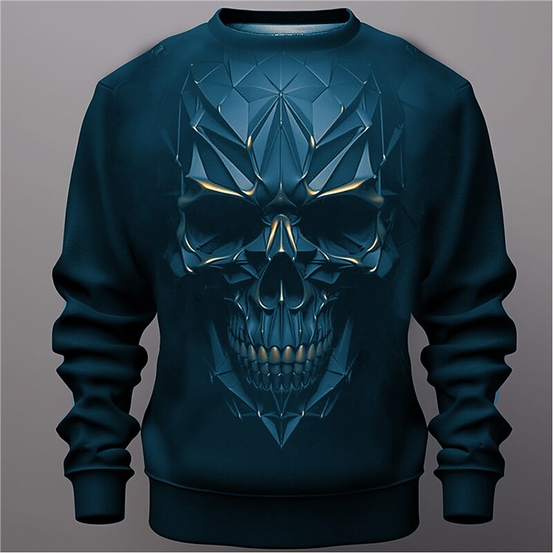 Men's Graphic Skulls Sweatshirts Golf Pullover Sweatshirt Long Sleeve Sweatshirt Crew Neck Fashion Daily Casual 3D Print Vacation Holiday Going out Print Spring &  Fall2