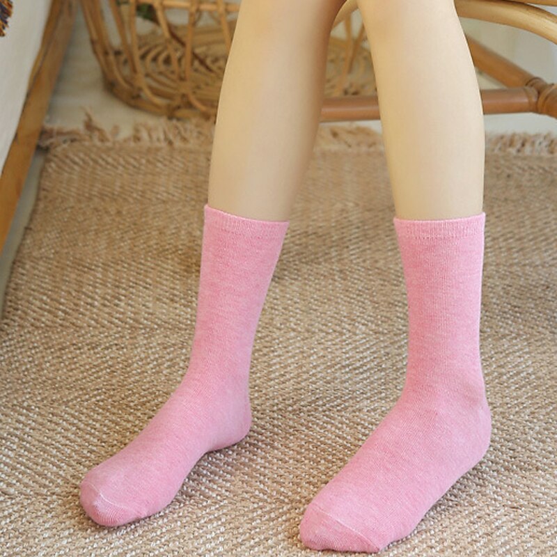 10 Pairs Women's Crew Socks Work Daily Holiday Solid Color Sporty Simple Classic Casual / Daily Socks4
