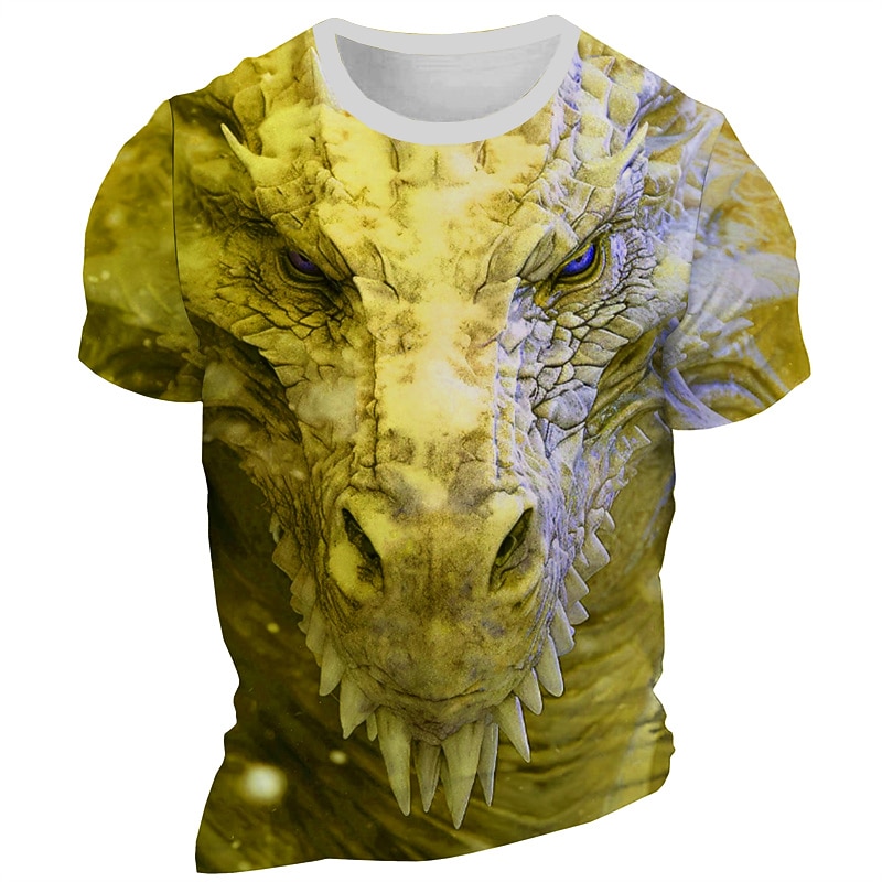 Men's Graphic Dragon T Shirt Short Sleeve T shirt 3D Print Crew Neck Shirt Daily Designer Retro Vintage Sports Outdoor Holiday Going out Yellow Red Blue Spring & Summer Clothing Apparel S M L XL 2XL3