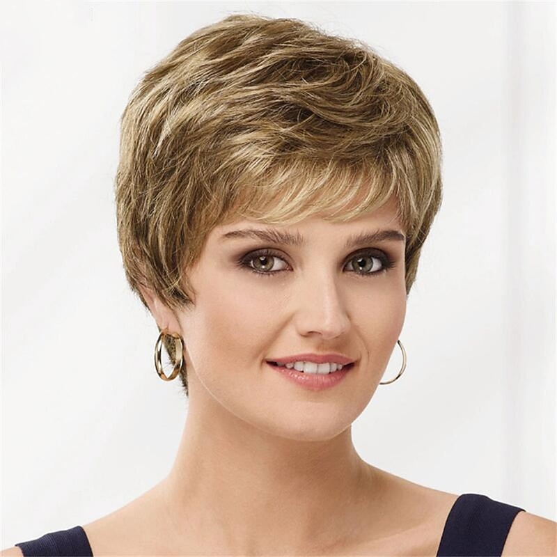 Synthetic Wig Curly With Bangs Machine Made Wig Short A1 A2 A3 A4 A5 Synthetic Hair Women's Soft Fashion Easy to Carry Blonde Brown Silver2