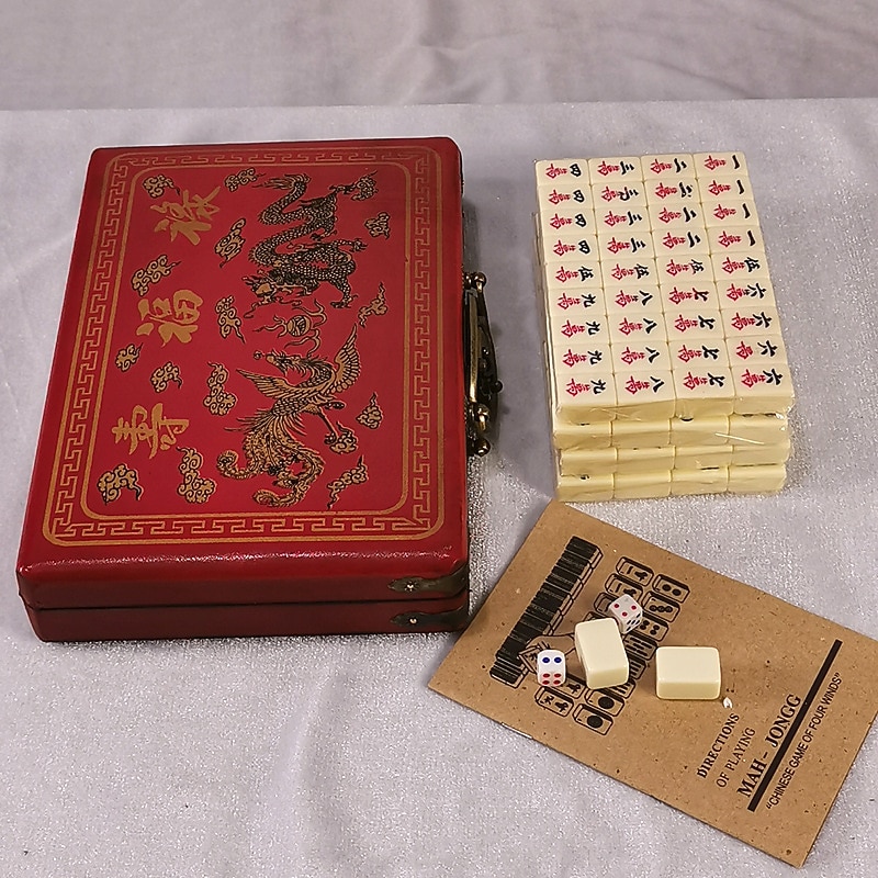 Mahjong Classic Game With Wood Storage Case Family Game For 4 Players Entertainment Best Gift2