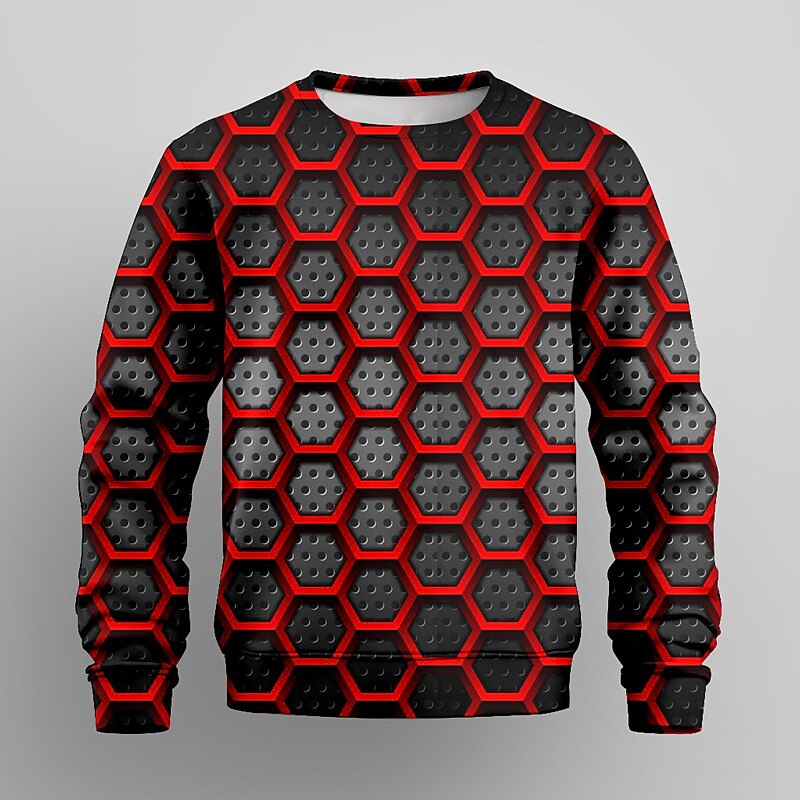 Boys 3D Geometric Sweatshirt Pullover Long Sleeve 3D Print Spring Fall Fashion Streetwear Cool Kids 3-12 Years Crew Neck Outdoor Casual Daily Regular Fit4