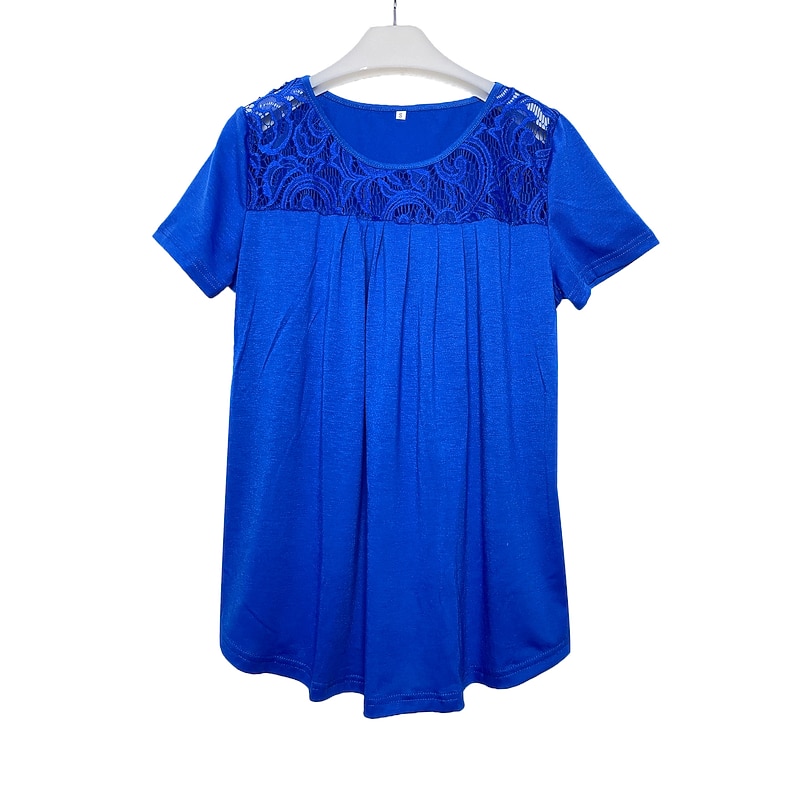 Shirt Lace Shirt Blouse White Lace Shirt Women's Black White Pink Solid Color Lace Street Daily Fashion Round Neck S4