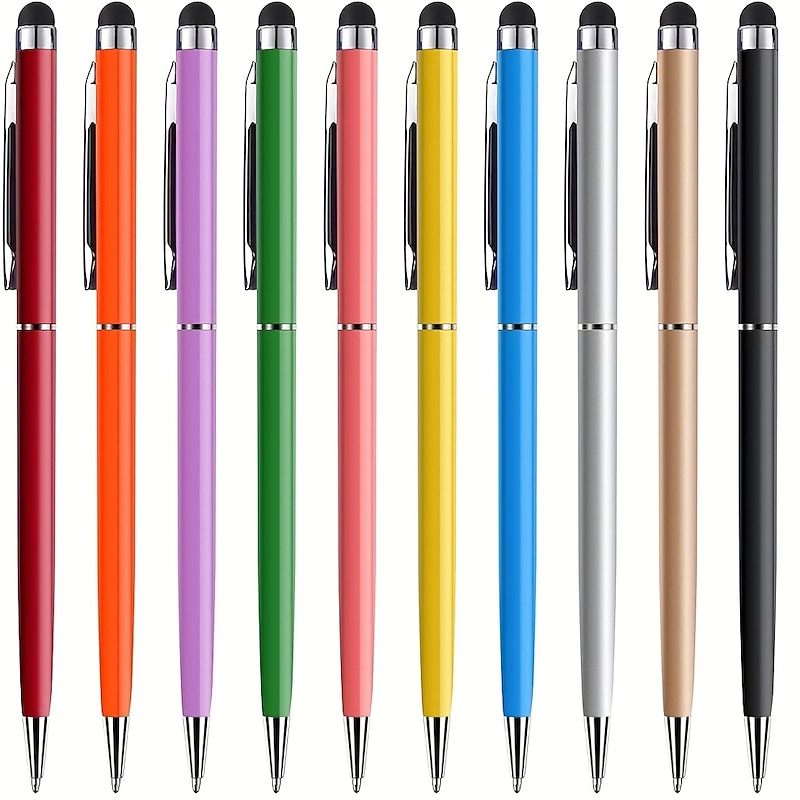 10pcs 2 In-1 Stylus Pens For Touch Screens Ballpoint Pen