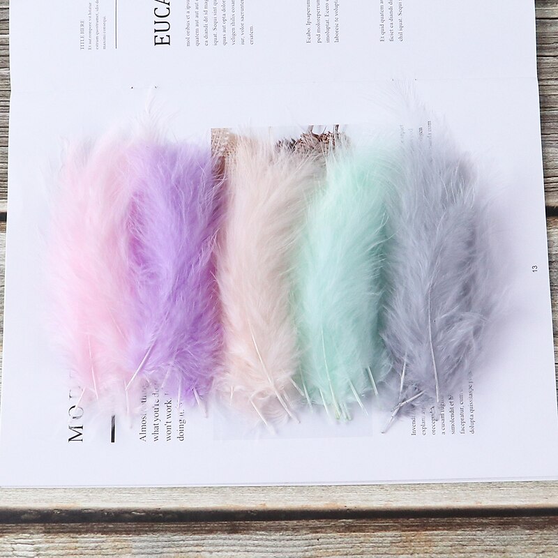 100 Pcs Turkey Feather Handmade Cat Teasing Stick Headwear Diy Pointed Tail Feather Wave Ball Accessories Fluff Decorative Crafts2